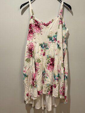 USED - Torrid Ivory Floral Mini Challis High-Low Skater Dress - Size 2